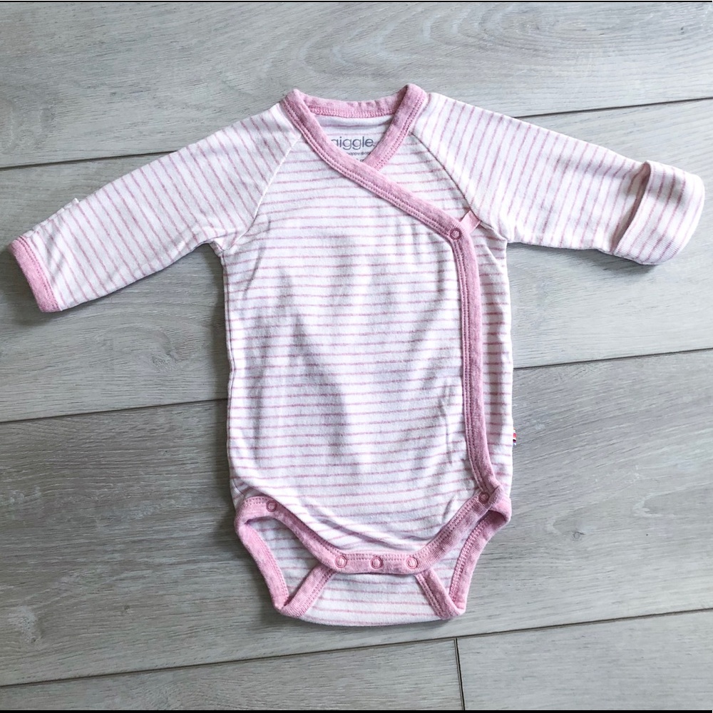 Giggle pink and white striped onesie - 0-3 m